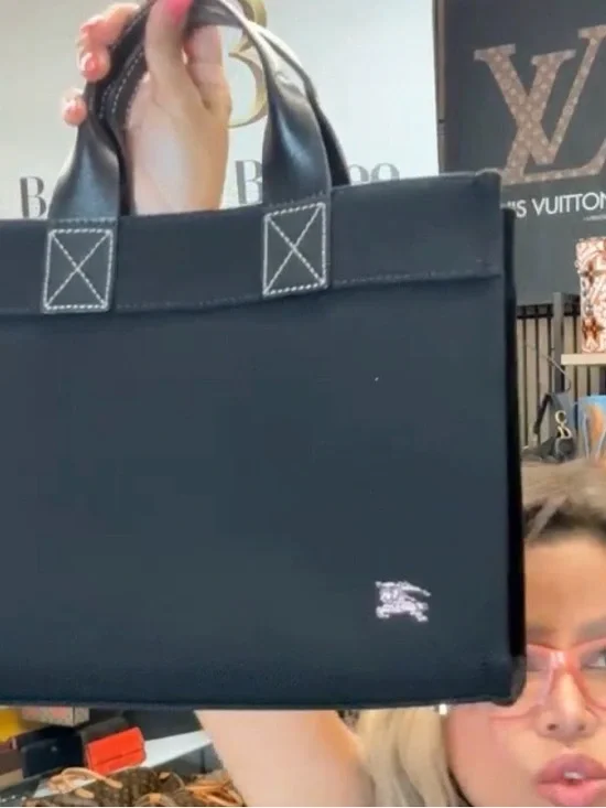 Burberry Black Tote with Leather Handles - Picture 16 of 16